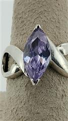 Purple Stone Lady's Silver & Stone Ring 925 Silver 3.04g Size:5